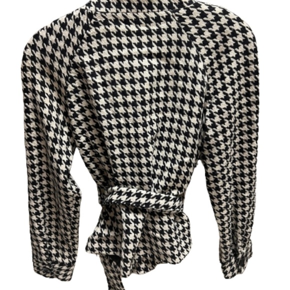 OPEN Front Belted Houndstooth Blazer Jacket - Picture 3 of 6